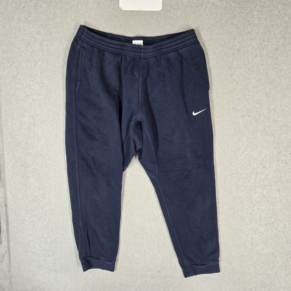 Nike Men Activewear Pants 2XL Navy Blue Sweatpants‎ Fleece 826431-410 Logo